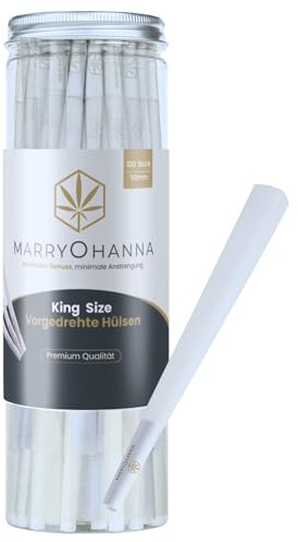 Vorgedrehte Hülsen mit konische Filter xxl Rolling Paper [King Size 110mm], Kiffer Zubehör, Pre Rolled Cones, vorgerollte Longpapers (King Size, 100, Stück)