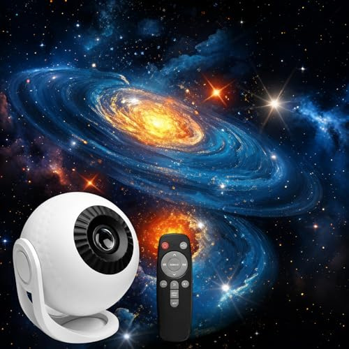 AURIVEE Proiettore Galassia Bluetooth - Luce Notturna Cielo Stellato con 12 Film HD e Telecomando, Altoparlante Bluetooth & Rumore Bianco per Camera Bambini e Adulti