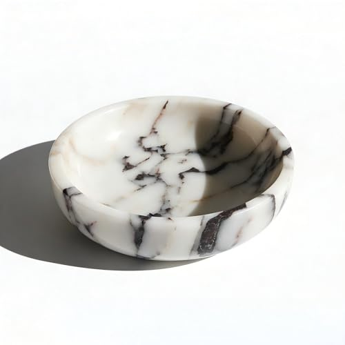 SIRIZEN-DIVING Calacatta Viola Marble Decorative Bowl, 7.87-Inch | Stone Catchall Bowl for Keys, Jewelry, Sunglasses, Coffee Table Centerpiece, Entryway Table and Dresser Decor