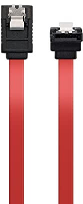 Ewent Cavo SATA III, Velocità 6Gbits con Clips in metallo, SATA L-Type angolare 90°, Rosso, 0.5 m