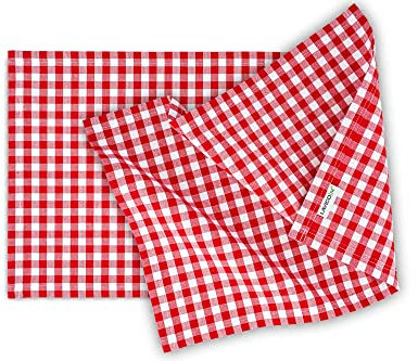 Platzset rot-kariert aus Baumwolle | Pflegeleichtes Tischset im modernen Karo Vichy Muster | 32,5 x 45cm | Knitterschutz & bügelfrei (4 Stück)