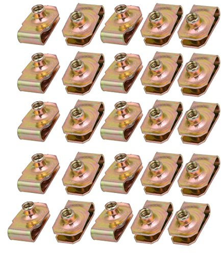 Sourcingmap 25pcs 65Mn Spring Steel Speed Fastener U Nut Clip Brass Tone for M5 Screw Bolt