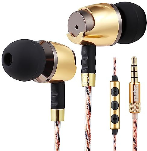 Sephia SP4080VC Earbuds In Ear Headphones Wired Earphones with Microphone Mic Volume Control Tangle-Free Cord Lightweight Case Ear Bud Tips 3.5 mm Jack Plug