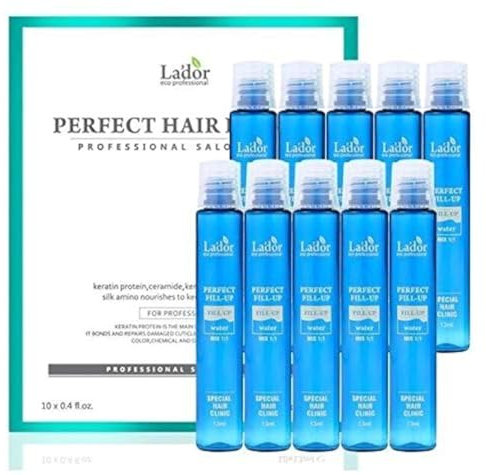 Lador Perfect Hair Fill-Up Hair Filler 10 x 13 ml lador haarfüller bis 10 ampullen Keratin Collagen Ceramide Hair Treatment Conditioner Shampoo Hair Oil Haarbehandlung Haaröl