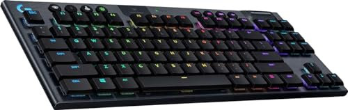 Logitech G915 LIGHTSPEED TKL Tenkeyless kabellose mechanische Gaming-Tastatur, Clicky GL-Tasten-Switch, LIGHTSYNC RGB, Ultraschlankes Design, 40+ Stunden Akkulaufzeit, Deutsches QWERTZ-Layout - Carbon