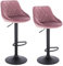 WOLTU Barhocker Tresenhocker, Gute gepolstert, Samt, Höhenverstellbar, Drehbar, 2 x Hocker, Rosa