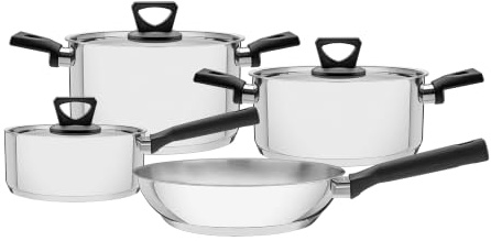 Tramontina Batería de Cocina Brava Baquelite de Acero Inoxidable con Fondo Triple 4 piezas