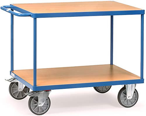 Leichter Tischwagen Transportwagen Traglast: 300 kg - stabiler Plattformwagen mit 2 Etagen je 85x50 cm | Transportkarre Lagerwagen