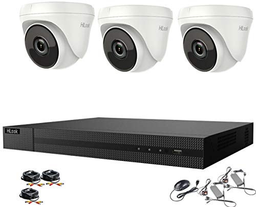 Hikvision Hilook 4Channel 5MP40MCCTV Camera System,3X5MP Weatherproof Home Security(WHITE) Dome Camera, Motion Detection, Email &APP alert CCTV Kits (NO HDD)