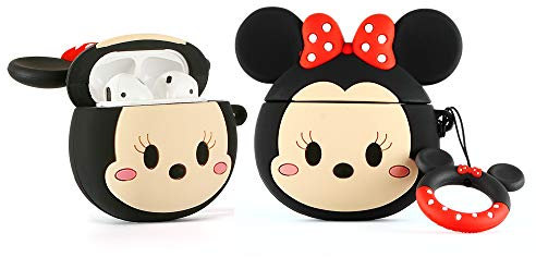 YIGEYI Silikon Hülle Kompatibel mit Airpods 1 & 2 Funny Cute 3D Cartoon Case Cover[3D-Cartoon Benutzerbild-Animationsserie] (Minnie Face)
