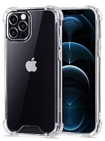 JProtect für iPhone 12/12 Pro Hülle Transparent (TOP Schutz) – Durchsichtige Stoßsichere Schutzhülle – Shockproof Bumper Case – Handyhülle iPhone 12/ Pro Slim