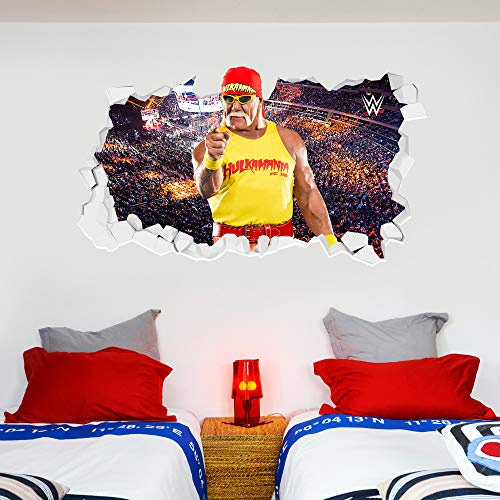 WWE Wandaufkleber – Hulk Hogan Broken Wall Sticker Aufkleber Aufkleber Kinder Wandbild Kunst Wrestling (90 cm Breite x 45 cm Höhe)