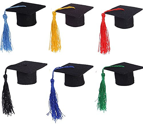 6 Stücke Weinflasche Deko Doctor Hut, Abschlusskappe Weindeckel, Form mit Quasten für Graduation Party