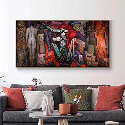 Jianghu Art Jorge Gonzalez Camarena Wandbild Liberacion berühmtes Gemälde Wandkunst Poster und Drucke Bilder für Wohnzimmerdekoration 60 x 120 cm (24 x 47 Zoll) mit Rahmen