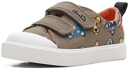Clarks Boy's City Bright T Low-Top Sneakers, Green, 6 UK