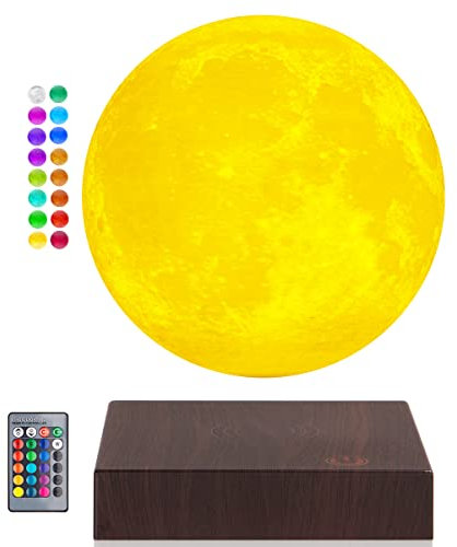 DIDWI Schwebende Mondlampe, rotierende 3D-Druck-Mondlampen, magnetisch schwebende LED-Mondlicht-Nachtlichter, einzigartige Geschenke für Thanksgiving, Weihnachten, Raum-Büro-Dekor (16 Farben)
