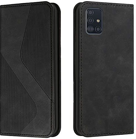 Mo-Somnus Compatible with Samsung Galaxy A51 5G Case, Samsung A51 5G Case Flip Wallet Leather with Card Holder Folding Stand Magnetic Protect Shockproof Cover for Samsung A51 5G Phone Cases (Black)
