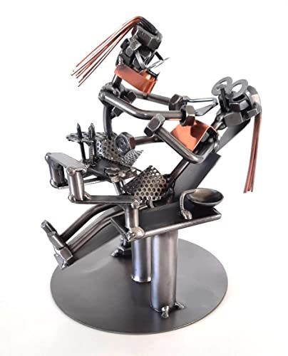 metalman24 Schraubenmännchen Zahnärztin I Zahnarzt Frau - Handarbeit Geschenkidee Metallfigur Metallmännchen Stahlfigur Schraubenmännle - Deko für Büro & Zuhause