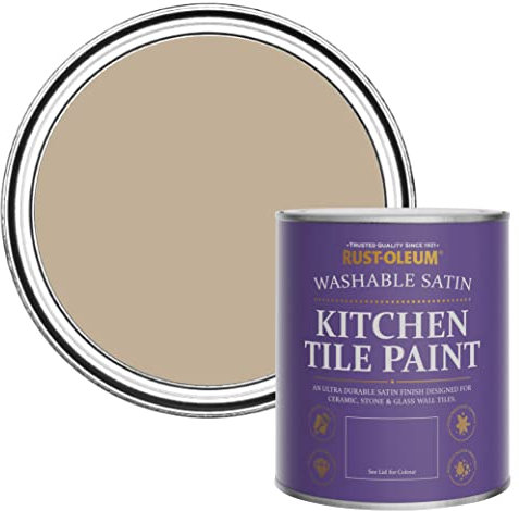 Rust-Oleum Brown water resistant Kitchen Tile Paint in Satin Finish - Salted Caramel 750ml