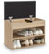 Juskys Schuhregal mit Klappdeckel und gepolstertem Sitz 60x30x44 cm - Schmale Sitzbank aus Holz mit Schuhablage und Polster — Holzoptik-Grau