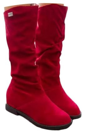ticticlily Stivali Alti Donna Vintage Caldo Scarpe Elegante Invernali Comodi Moda Scarponcino Scarpe Boots Caviglia Piatto Stivaletti C Rosso 38 EU
