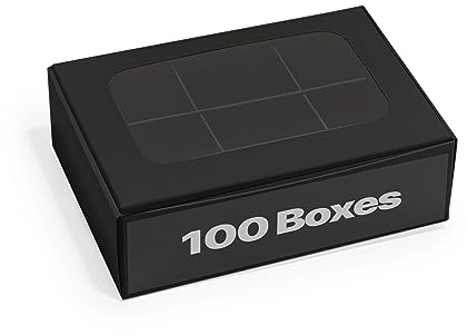 Modsy Baking Mini-Trüffelboxen – Schwarz | sehr klein für 6 Leckereien – Fenster und Trennwände | 12,7 x 8,9 x 4,9 cm | 100 Stück