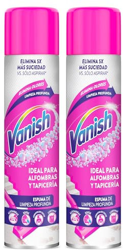 Vanish Quitamanchas Espuma Pretratante Alfombras y Tapicerías, pack de 2x 600ml