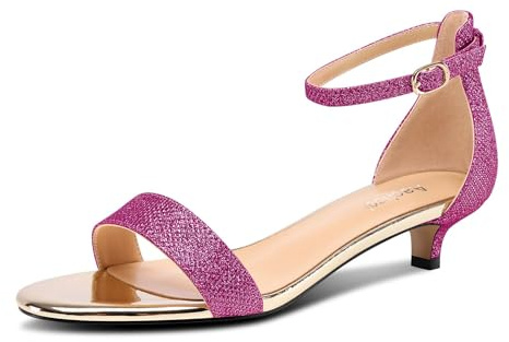 Aachcol Mujer Bajos Gatito Heel Abierta Punta Sandalias Correa Tobillo Two-Piece Cierre con Hebilla Baile Fiesta Dress Verano 3 CM Heels