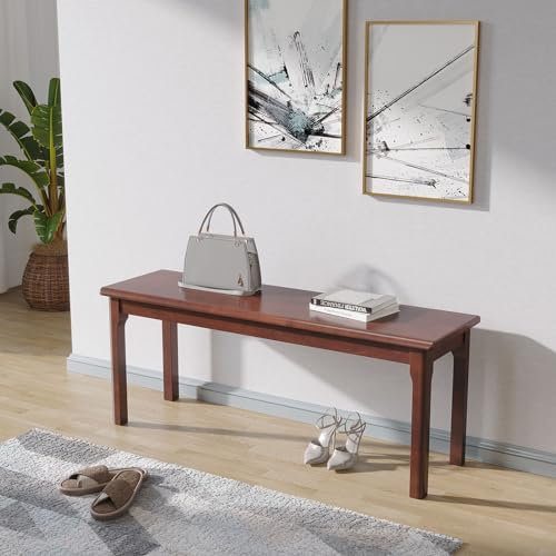 K KELBEL Esszimmer Sitzbank Massive Eichenholzbank,Bettbank Holzbank Rustikale Home Décor Möbel für Schlafzimmer,Haushalt,Esstisch,120x36x40cm,Brau