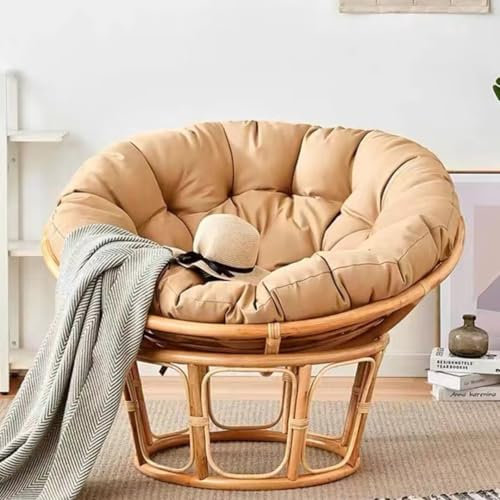 Bettschlange Hängesessel Kissen,Papasansessel Kissen,Lesesessel Rund, Gartensessel Sitzkissen,Papasan Hängesessel Kissen(Stühle Nicht Enthalten),Khaki,120x120cm