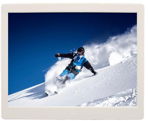 16 Zoll IPS Digital Bilderrahmen, Elektronischer Fotorahmen mit Einer Auflösung von 600 X 1200, 180 Grad Weitwinkelansicht mit Videomusik Zeitkalender, Digitales Fotoalbum, (White)