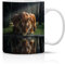 Hustling Sharks® The Tiger Tasse - Geschenk Kaffeetasse 330ml - Spülmaschinenfest, Keramik, Weiß - Mit Tiermotiv, Inspirierendes Bild - Für Büro