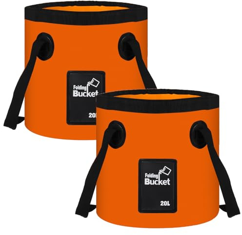 AKOLAFE 2 Pack Folding Bucket 20L Foldable Collapsible Bucket for Outdoors