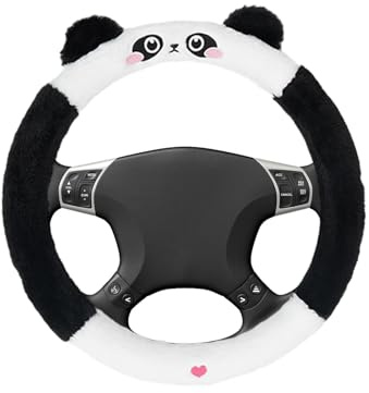 Yianyal Auto-Lenkradbezug, Tier, kurze Plüsch-Auto-Lenkradhülle, atmungsaktiv, kurzer Plüsch, Auto-Lenkradbezug, Zubehör für Wohnmobile, SUVs