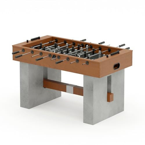 Bison Tischkicker Loft | Edle Betonoptik + Birkenfurnier + Buchenholz Finish | Robuster Kickertisch | 2 Bälle | 16 mm Hohlstangen | 360° Torwart | Stangenpuffer | Markenqualität
