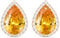 Linawe Yellow Orange Imitation Diamond Stud Earrings for Women, Rose Gold Citrine Crystal Cubic Zirconia Teardrop Rhinestone Earrings Studs, Wedding Bridal Bridesmaid Jewellery