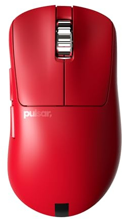 Pulsar Gaming Gears Xlite v3 eS Wireless Gaming Mouse, Medium, Red | Ultra Lightweight, Ergonomic, Optical Switch, OLED Display, Driverless, PAW3395 Sensor, 100H Battery, Limited Edition