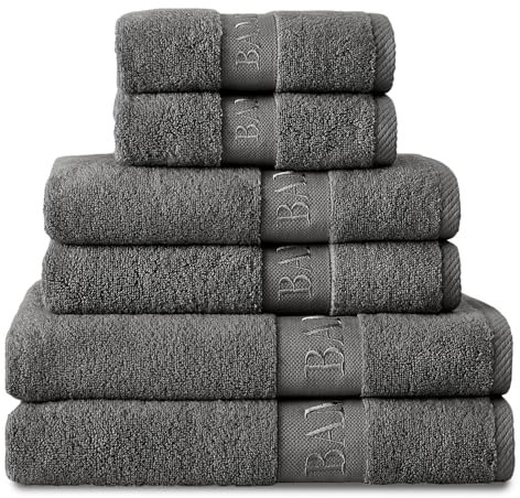 GC GAVENO CAVAILIA Bamboo Hand Towels 2 Pack - 500 gsm Highly Absorbent Towels For Bathroom (50x80 Cm) - 60% Bamboo, 40% Cotton Towels Bale Extra Soft - Charcoal