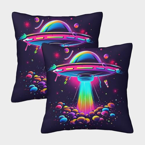 ZHUICHENG Weltraum UFO Kissenbezüge Für Sofa Und Bett, Raumschiff Kissenbezug, Geeignet Für Kids Room Fun Und Travel Essential, Maschinenwaschbar 50x50cm