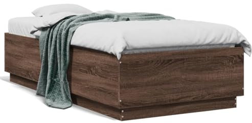 UTSRABFA Palettenbetten Bettgestell Etagenbetten Tagesbetten Bettgestell Braun Eichen-Optik 90x190 cm Holzwerkstoff Geeignet für Wohnungen, Schlafzimmer, Arbeitszimmer, Büros