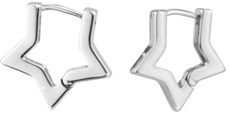 Ein Paar Kleine Stern-Ohrringe, Exquisit Stern-Ohrstecker Creolen Niedlich Stern-Septum-Ring Hypoallergen Stern-Nasenring Post-Stern-Ohrringe für Frauen Geschenke Valentinstag (Silberfarben)