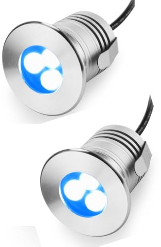 GUODDM Lot De 2 Spot Encastrable Exterieur - LED Lumières Enterrées, 3W Lumières Submersibles en Acier Inoxydable Étanche IP68, Lampe 12V-24V CC, pour Piscines Creusées, Étangs, Fontaines(Warm Light)