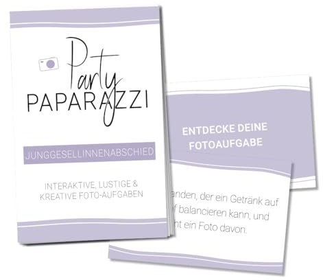 Fotospiel Junggesellinnenabschied Party Paparazzi | 50 Fotoaufgaben für den JGA | Hochzeitsspiel mit lustigen kreativen Fotokarten für die JGA Mädels | Fotoaufgabenkarten