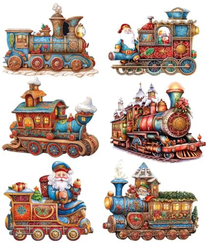 Meecaa Kühlschrankmagnete mit Weihnachtsmann-Zug, Diamant-Kunst-Set, Heimdekoration, 6 Stück