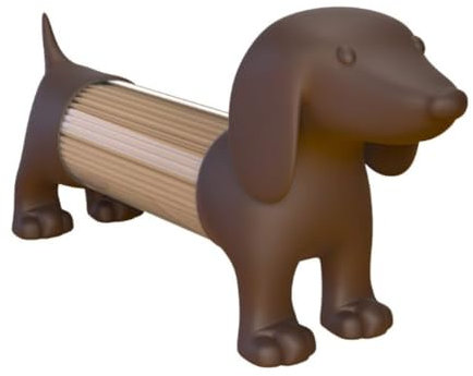 Distributeur de cure-dents pratique - Salière et poivrière pour chien et chat - Récipient pour cure-dents en plastique et acrylique de qualité supérieure (teckel marron)