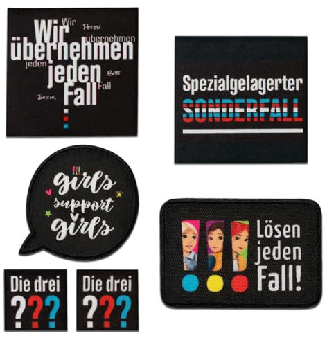 6er Set drei Fragezeichen - Aufnäher, Bügelbild, Aufbügler, Applikationen, Patches, Flicken, zum aufbügeln, Größe: