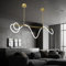 ASJK Moderne LED-Pendelleuchte,Gold Moderner Kronleuchter für Esszimmer, Beleuchtungskörper für Küchen, verstellbare Deckenaufhängung Esszimmer Lampe Hängend mit Fernbedienung, 120CM,45W