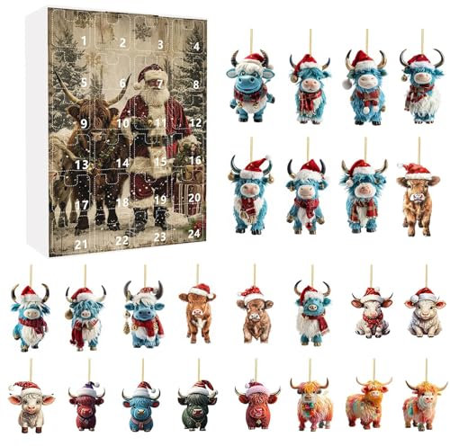 Highland Cow Adventskalender 2024, Kinder Adventskalender 2024, Süße Hochlandkuh Adventskalender 2024, Spielzeug Adventskalender 2024, Weihnachten Adventskalender 2024