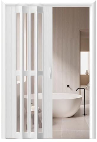 Falttüren Innentüren Falttür Innen aus Weißem Aluminium, Milchglas-Acryl-Falttür, Badezimmer-Küchenschrank-Falttüren, 23 25 27 29 30 31 33 35 37 39 40 Zoll(37x80in (94x203cm))