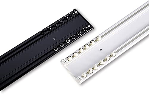 Rail de rideau à fixation au plafond - 300 cm - Double rail - Séparateur de pièce ultra fin - Blanc/noir - 220 cm